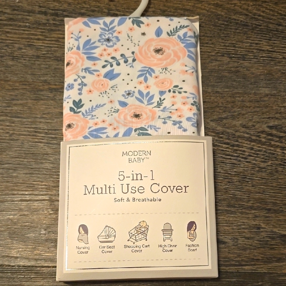 Modern Baby Floral Multi-Use Cover - Pink and Blue